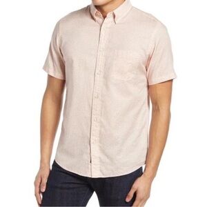 Faherty Button Down Short Sleeve Front Pocket Plant Leafs Shirt